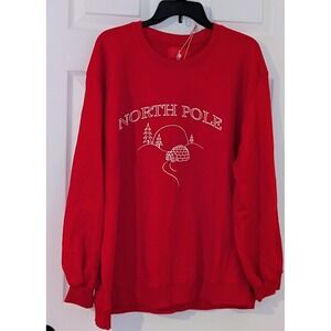 Threadbare Red North Pole Embroidered Christmas Sweatshirt Size‎ 18/XXL NEW